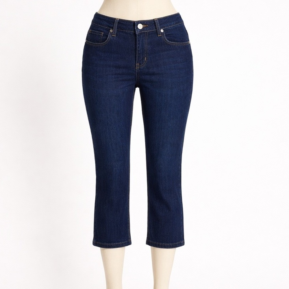 Melissa McCarthy‎ Seven7 Dark Wash High Rise Cropped Skinny Jeans Denim Capris 8